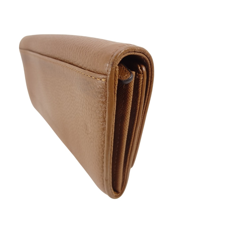 Michael Kors Fulton Flap Wallet Luggage Brown Pebbled Leather Gold MK Logo - Picture 3 of 7